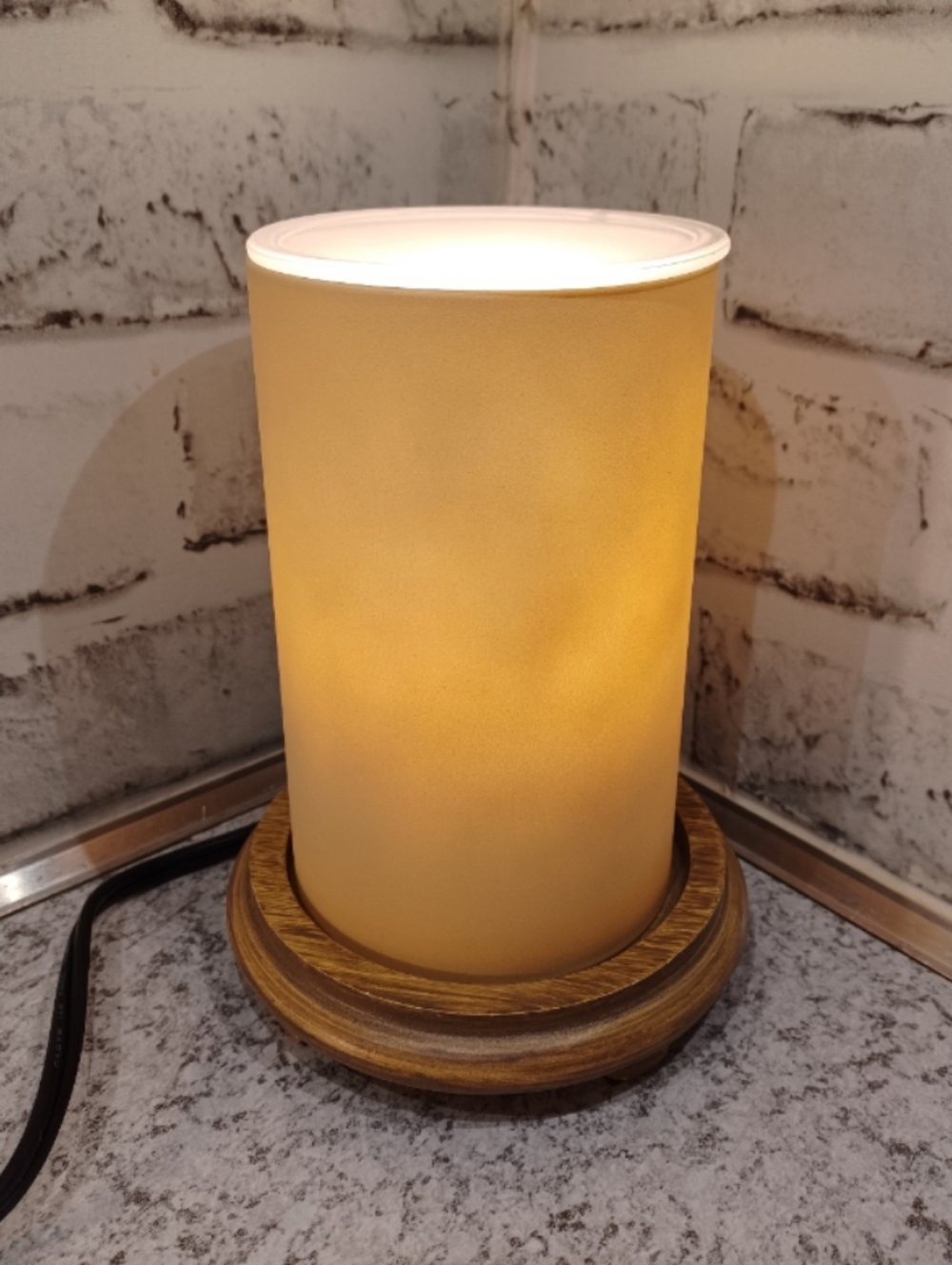 Pink Zebra Simmer Pot Woodgrain Base Gold Candleglow Shade Wax Warmer